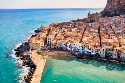 Drone,View,From,Above,At,The,Old,Town,Of,Cefalu